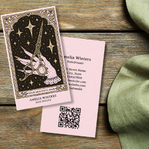 Tarjeta De Visita Tijeras de oro de estilista de pelo vintage celest