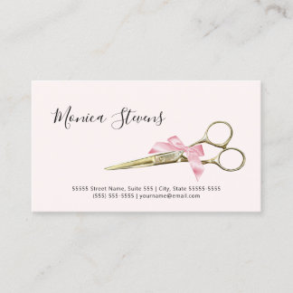 Tarjeta De Visita Tijeras De Oro Estilistas De Hair Girly Con Bow Ro