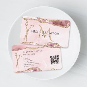 Tarjeta De Visita Tijeras de oro modernas Código QR de monograma par
