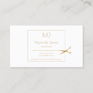 Tarjeta De Visita Tijeras de oro modernas con monograma simple para 