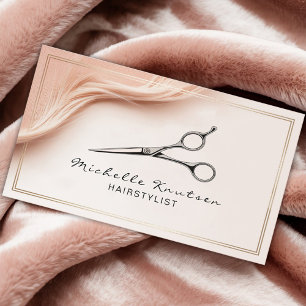 Tarjeta De Visita Tijeras de oro rosa elegante para estilista de cab
