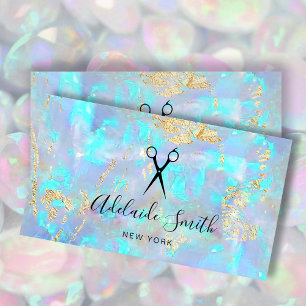 Tarjeta De Visita tijeras de peinado en opelo iridiscente de FAUX
