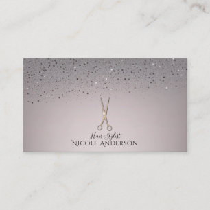 Tarjeta De Visita Tijeras de peluquería Rose Gold Salon con brillo r