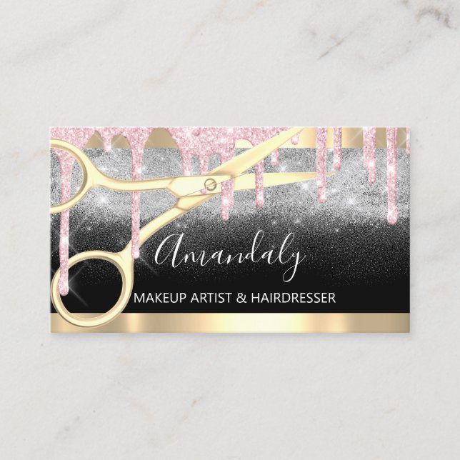 Tarjeta De Visita Tijeras de peluquero Tijeras de molino de maquilla (Anverso)