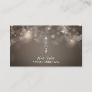 Tarjeta De Visita Tijeras de plata Gris parduzco Brillo Chic Peluque