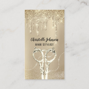 Tarjeta De Visita Tijeras de Purpurina de goteo de oro húmedo para p