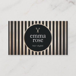 Tarjeta De Visita Tijeras de rayas negras y estilísticas de pelo vin