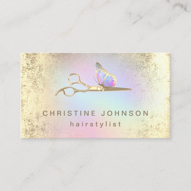 Tarjeta De Visita tijeras de Relieve metalizado de oro FAUX para el  (Anverso)