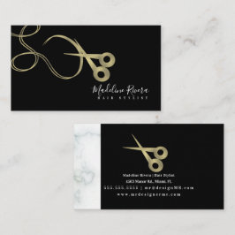 Tarjeta De Visita Tijeras de salón de belleza falso oro