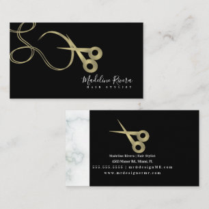 Tarjeta De Visita Tijeras de salón de belleza falso oro