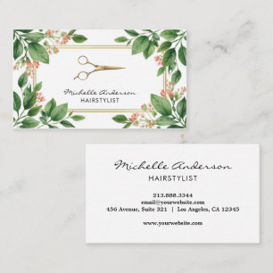 Tarjeta De Visita Tijeras de salón de peluquería profesional Flores 