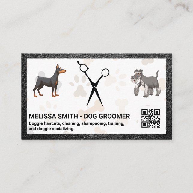 Tarjeta De Visita Tijeras | Doggies | código QR (Anverso)