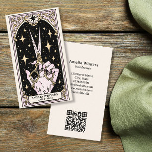 Tarjeta De Visita Tijeras Doradas de Estilista de Pelo Vintage Tarot