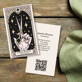 Tarjeta De Visita Tijeras Doradas de Estilista de Pelo Vintage Tarot