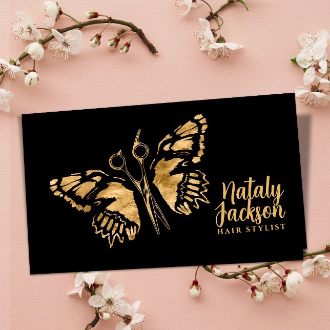 Tarjeta De Visita Tijeras doradas y estilo mariposa (Subido por el creador)