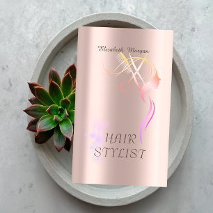 Tarjeta De Visita Tijeras elegantes modernas cabello oro rosa