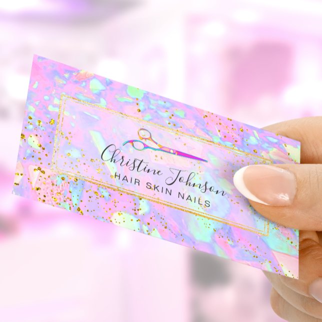 Tarjeta De Visita tijeras en fondo pastel purpurina FAUX (Subido por el creador)