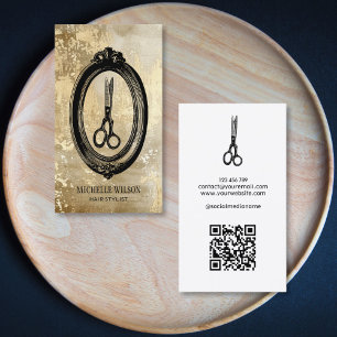 Tarjeta De Visita Tijeras estilistas de cuero de pelo del código QR 