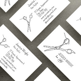 Tarjeta De Visita Tijeras estilistas de pelo Moda Arte de línea simp