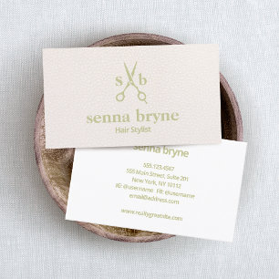 Tarjeta De Visita Tijeras estilistas monográficas Rubor de cuero ros