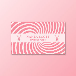 Tarjeta De Visita Tijeras Estilistas Retro Groovy Pizarras Rosadas