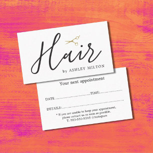 Tarjeta De Visita Tijeras limpias elegantes cita con estilista de ca