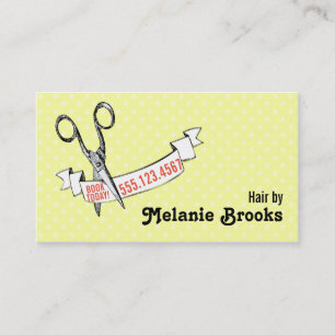 Tarjeta De Visita tijeras lindas del amarillo del estilista del