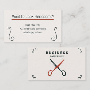 Tarjeta De Visita Tijeras Minimalistas de Barbería Vintage Salón de 