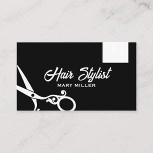 Tarjeta De Visita Tijeras minimalistas en blanco y negro para estili
