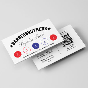 Tarjeta De Visita Tijeras mínimas de fidelidad azul blanca y barberi