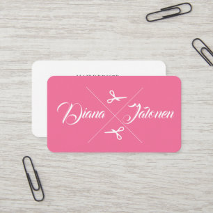 Tarjeta De Visita Tijeras modernas de pelo estilista Flamingo rosa