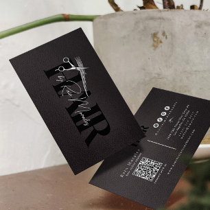 Tarjeta De Visita Tijeras Negras/Blancas Estilista Minimalista Chic