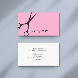 Tarjeta De Visita Tijeras negras rosadas minimalistas Hair Stylist