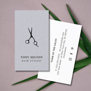 Tarjeta De Visita Tijeras Negro Gris Textura Elegante Estilista de P