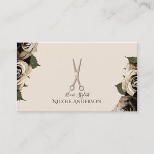 Tarjeta De Visita Tijeras para peluquero de salón Rose Gold Glam Ros