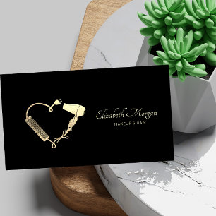 Tarjeta De Visita Tijeras profesionales secador cepillo negro