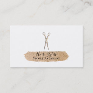 Tarjeta De Visita Tijeras Rose Gold Brillo de Melocotón Chic Estilis