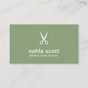 Tarjeta De Visita Tijeras verdes modernas y elegantes de cabello móv