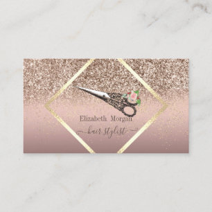 Tarjeta De Visita Tijeras Vintage Glitter Gold Confeti