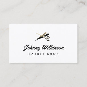 Tarjeta De Visita Tijeras y afeitadora de navaja barbería