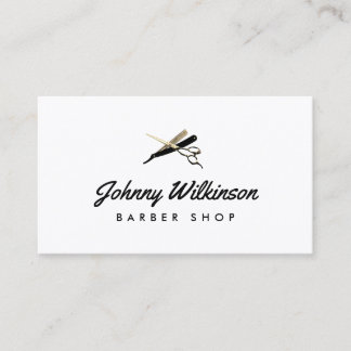 Tarjeta De Visita Tijeras y afeitadora de navaja barbería