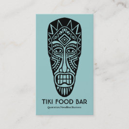 Tarjeta De Visita Tiki Mask - Lt Blue Green on White
