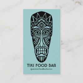 Tarjeta De Visita Tiki Mask - Lt Blue Green on White