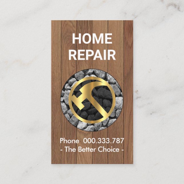 Tarjeta De Visita Timber Wall Stone Placard Hammer (Anverso)