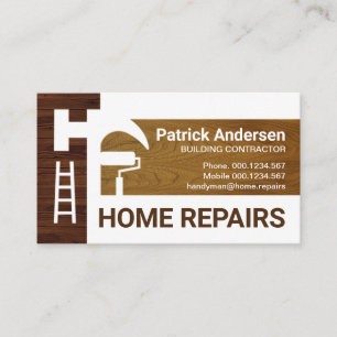Tarjeta De Visita Timber Wood Handyman Tools Silhouette