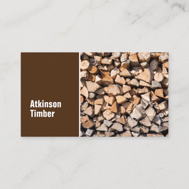 Tarjeta De Visita Timber Yard Firewood Brown Minimal (Anverso)