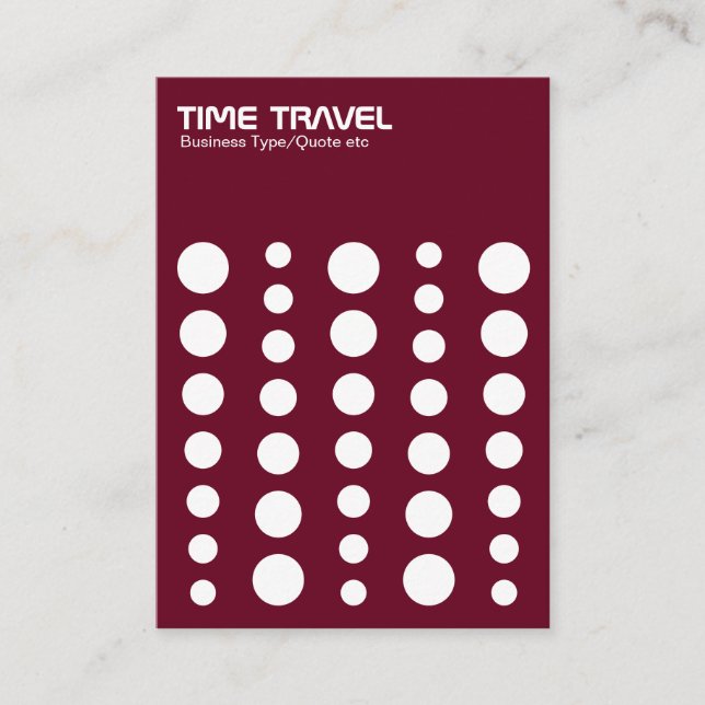Tarjeta De Visita Time Travel v1.2 - Blanco sobre rojo oscuro 65001d (Anverso)