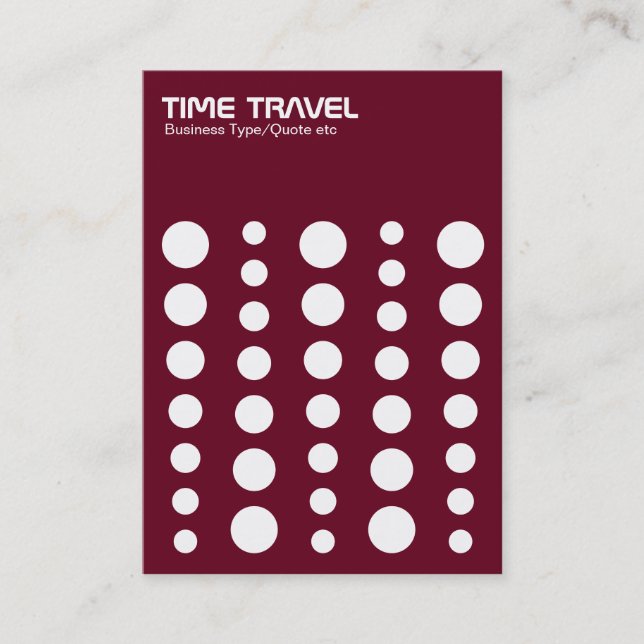 Tarjeta De Visita Time Travel v1.2 - Blanco sobre rojo oscuro 65001d (Anverso)