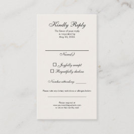 Tarjeta De Visita Timeless Ivory Calligraphy Wedding RSVP Card