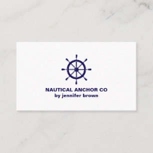 Tarjeta De Visita Timón de barco náutico azul marino